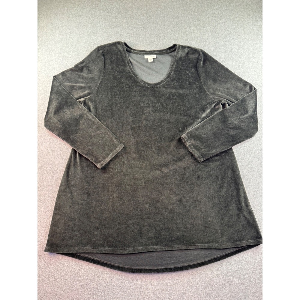 Pure Jill J. Jill Women's Black Velour Pima Cotton Blend Tunic Top Large